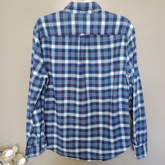 American Eagle Button Down Shirt Mens Medium Seriously Soft Blue Plaid Cotton - Picture 2 of 11